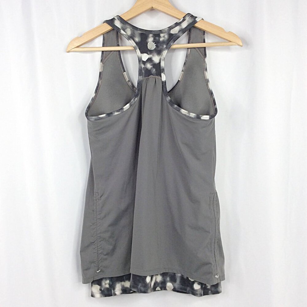 Athleta Royal Pigeon Tank Top Womens Size Medium Racerback Build in Bra Ruched - Picture 4 of 8